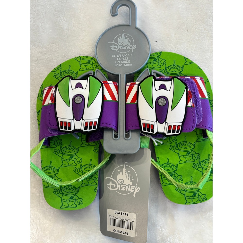 Disney Toy Story Buzz Lightyear Toddler Slide Sandals Green Purple Size 5/6 NEW